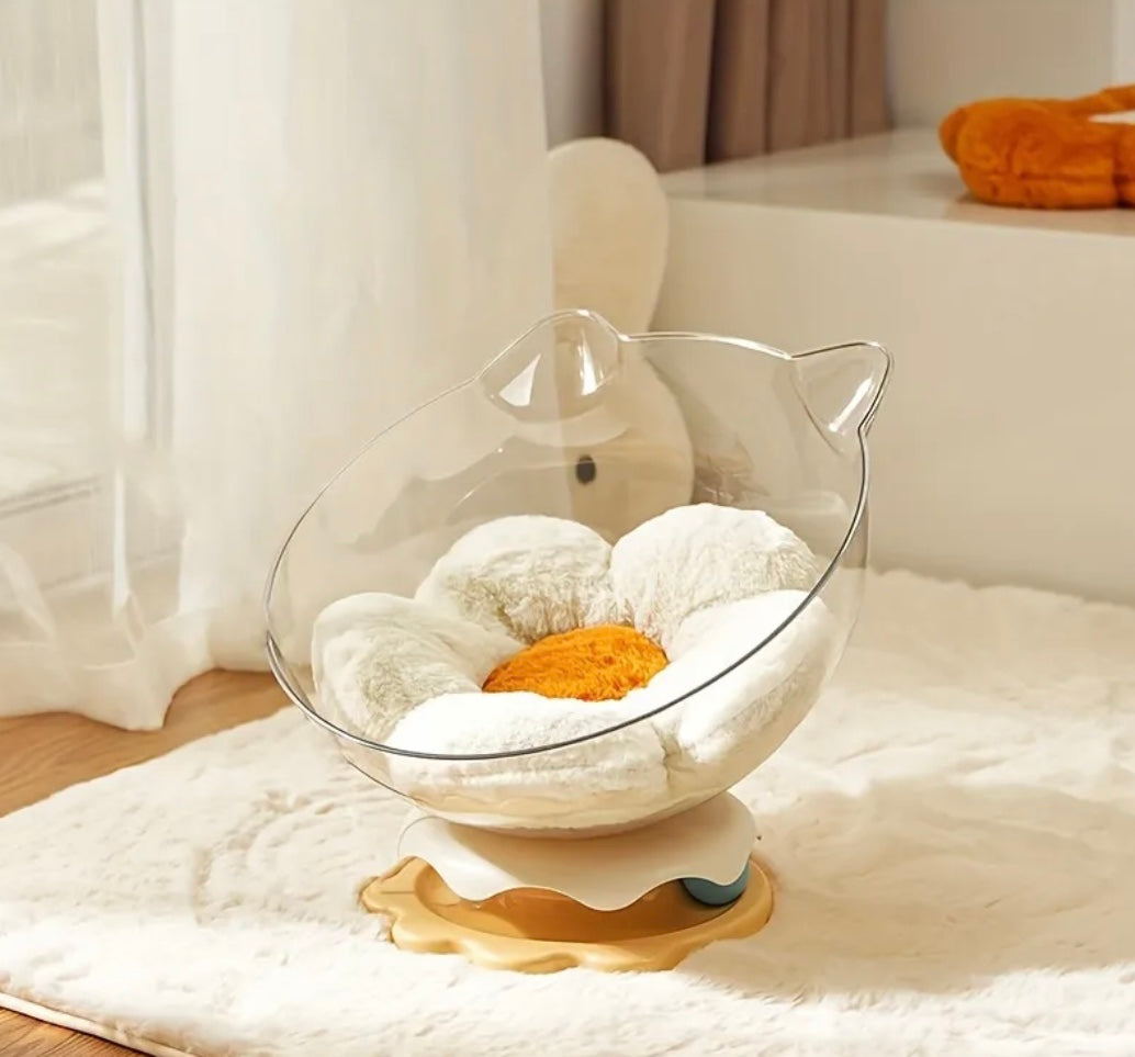 Cama acrílica para gatos con vista panorámica