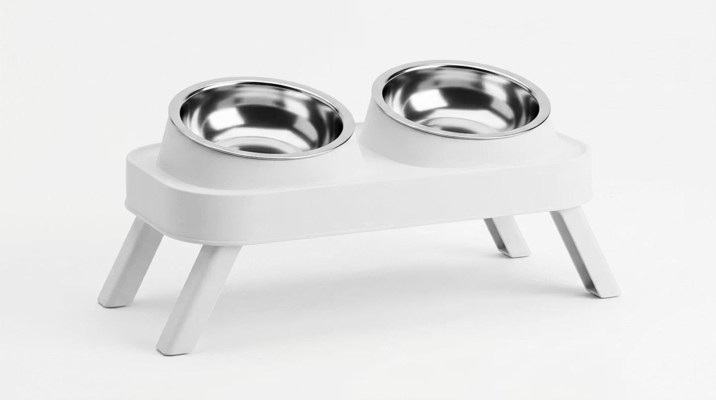 Comedero Elevado Premium para Mascotas con Platos de Acero Inoxidable | Doble Bowl Tipo Mesa Petluxe
