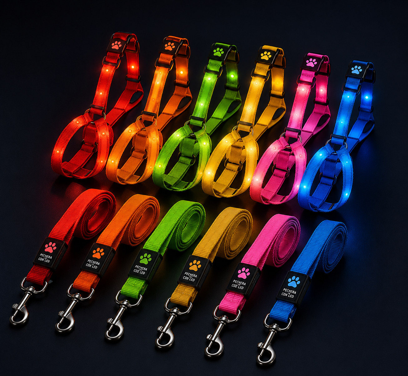 Pechera con Luz LED para Perros | Seguridad Nocturna y Estilo | Varios Colores Petluxe